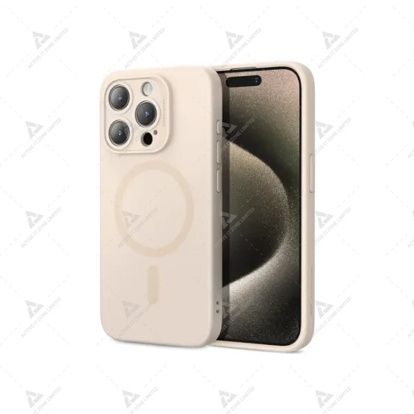 IPhone 15 Pro Max Case with MagSafe, Supports Magnetic Charging, Slim Liquid Silicone Case, Shock Absorbing, Screen and Camera Protection, Cloud Series, Light Tan